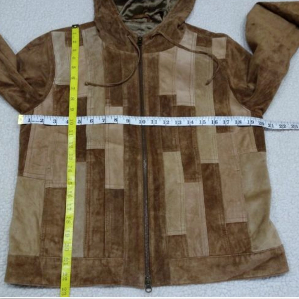 ISABELLA BIRD Genuine Leather Patchwork Lined Hooded Jacket - Picture 2 of 7